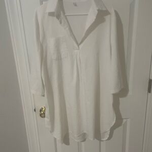 Big white tunic shirt white large